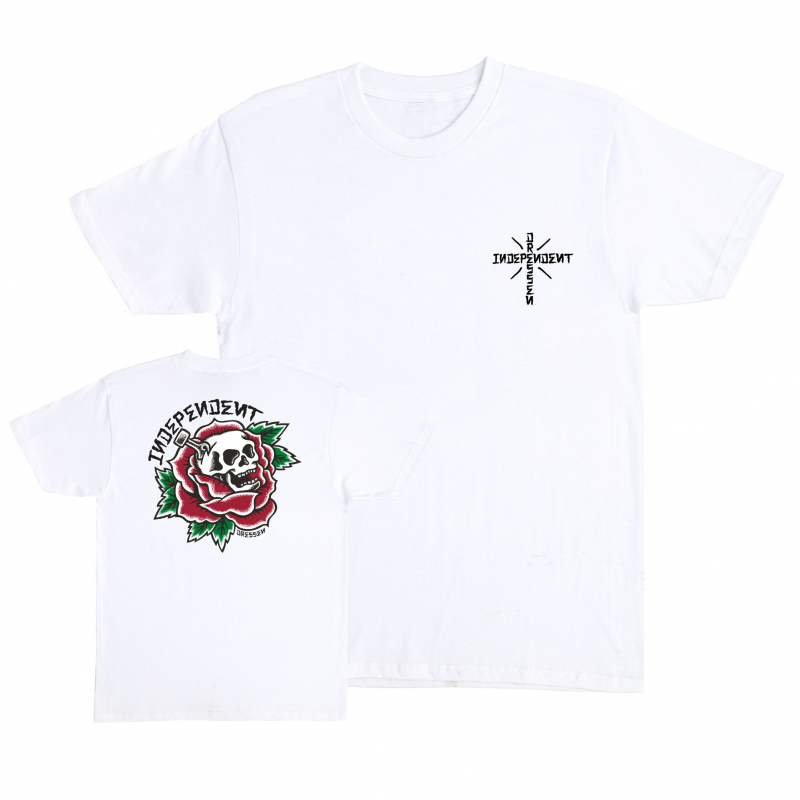 T-shirt Independent Truck SS Dressens Skull Rose White