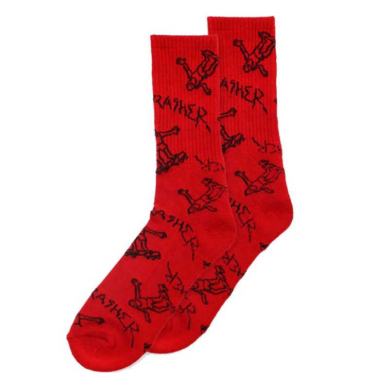 Chaussettes Thrasher Gonz Logo Crew Red Black