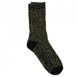 Chaussettes Krooked Socks Multi Flowers Olive Black