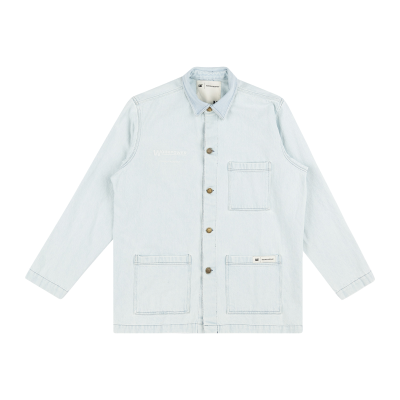 Blouson CAT Caterpillar Jacket Light Wash Denim Overshirt Light Wash