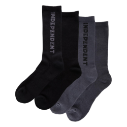 Chaussettes Skate Independent Socks Baseline 2-Pack Crew Black Charcoal