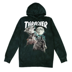 Vêtement Skate Sweat à Capuche Thrasher Wolves Hood Washed Black
