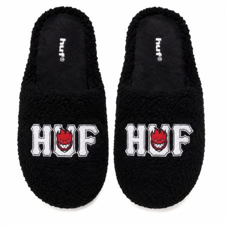 Pantoufles HUF x Spitfire Fuzzy Slipper Black