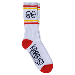 Chaussettes de Skate Krooked Eyes White Red Navy Yellow
