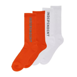 Chaussettes de Skate Independent Baseline 2-Pack White Orange Reflec