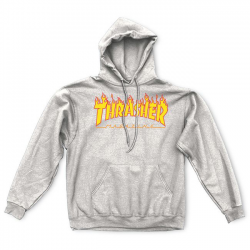 THRASHER SWEAT FLAME HOOD GREY