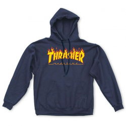 THRASHER SWEAT FLAME HOOD NAVY